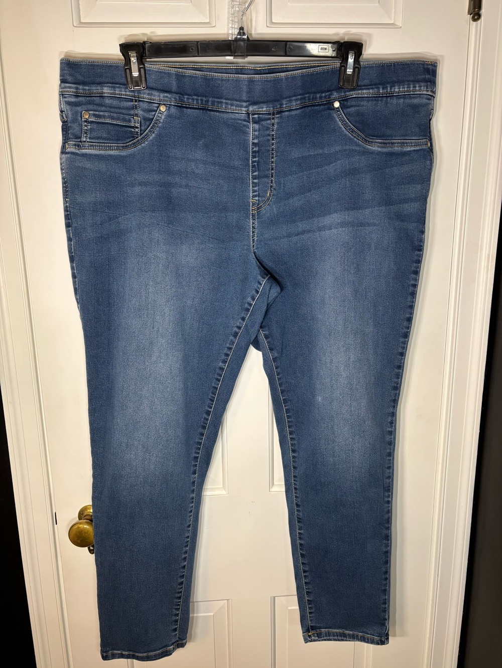 Falls Creek Women’s Plus 24 Pull On Tummy Control Jeans in Mid Blue Wash
